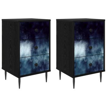 Nachttisch RAALTE 2 stk. Schwarz Eichen-Optik 36 x 33 x 61 cm