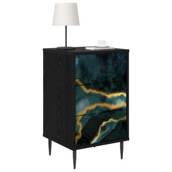 Nachttisch WIJHE 2 stk. Schwarz Eichen-Optik 36 x 33 x 61 cm