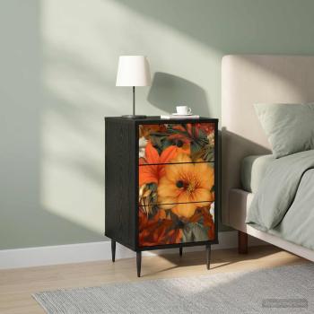 ARDEBO.de - Nachttisch GENNEP 2 stk. Schwarz Eichen-Optik 36 x 33 x 61 cm