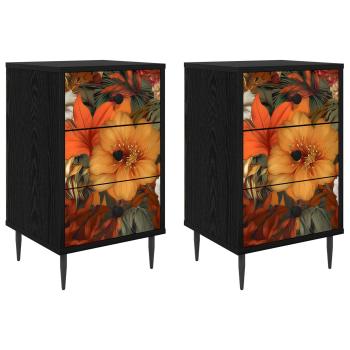 Nachttisch GENNEP 2 stk. Schwarz Eichen-Optik 36 x 33 x 61 cm