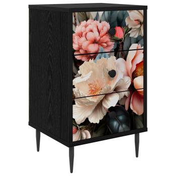 Nachttisch BORNE Schwarz Eichen-Optik 36 x 33 x 61 cm