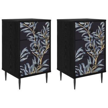 Nachttisch DOKKUM 2 stk. Schwarz Eichen-Optik 36 x 33 x 61 cm