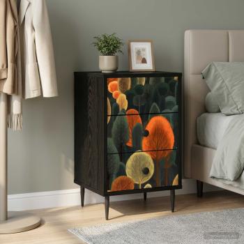 ARDEBO.de - Nachttisch ZAANDAM Schwarz Eichen-Optik 36 x 33 x 61 cm