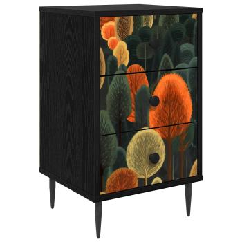 Nachttisch ZAANDAM Schwarz Eichen-Optik 36 x 33 x 61 cm