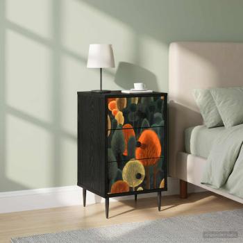 ARDEBO.de - Nachttisch ZAANDAM 2 stk. Schwarz Eichen-Optik 36 x 33 x 61 cm