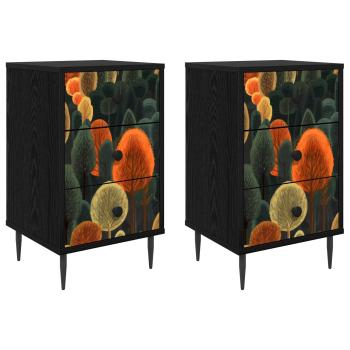 Nachttisch ZAANDAM 2 stk. Schwarz Eichen-Optik 36 x 33 x 61 cm