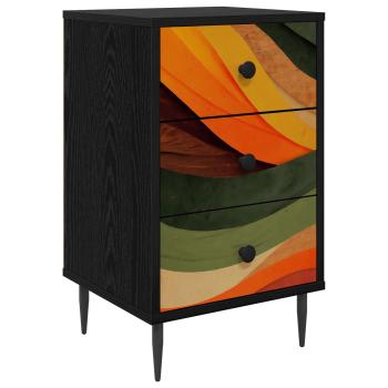 Nachttisch BONN Schwarz Eichen-Optik 36 x 33 x 61 cm