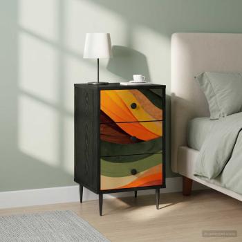 ARDEBO.de - Nachttisch BONN 2 stk. Schwarz Eichen-Optik 36 x 33 x 61 cm