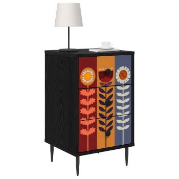 Nachttisch ESSEN Schwarz Eichen-Optik 36 x 33 x 61 cm