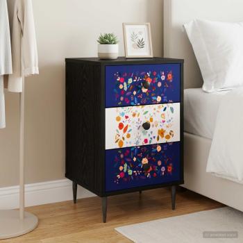 ARDEBO.de - Nachttisch MAINZ Schwarz Eichen-Optik 36 x 33 x 61 cm