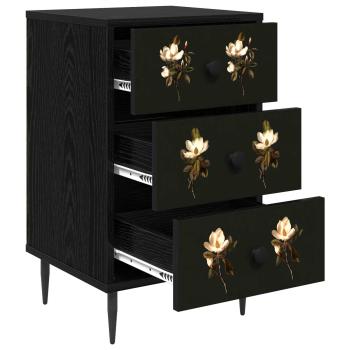 Nachttisch BREMEN Schwarz Eichen-Optik 36 x 33 x 61 cm