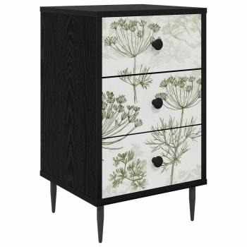 Nachttisch GOTHA Schwarz Eichen-Optik 36 x 33 x 61 cm