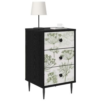 Nachttisch GOTHA Schwarz Eichen-Optik 36 x 33 x 61 cm
