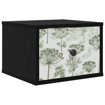 Wandmontiertes Nachttischchen GOTHA Schwarz Eichen-Optik