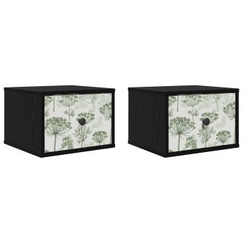 Wandmontiertes Nachttischchen GOTHA 2 stk. Schwarz Eichen-Optik
