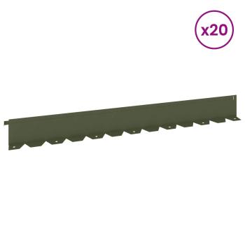 Raseneinfassung 20 stk. 102 x 10 x 4 cm Stahl Olivgrün