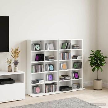 ARDEBO.de - CD Regal 2 Stk. Weiß 65 x 23,5 x 97,5 cm Holzwerkstoff