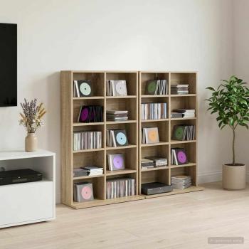 ARDEBO.de - CD Regal 2 Stk. Sonoma-Eiche 65 x 23,5 x 97,5 cm Holzwerkstoff