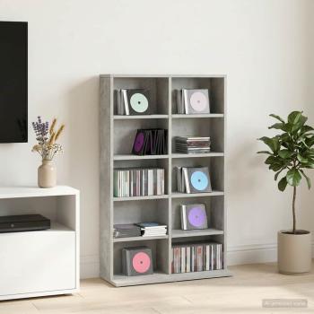 ARDEBO.de - CD Regal Betongrau 65 x 23,5 x 97,5 cm Holzwerkstoff