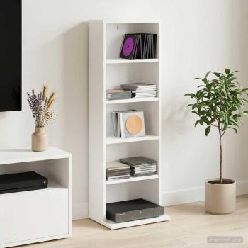 ARDEBO.de - CD Regal Weiß 33 x 23,5 x 97,5 cm Holzwerkstoff