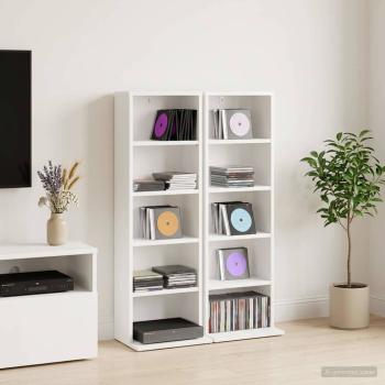 ARDEBO.de - CD Regal 2 Stk. Weiß 33 x 23,5 x 97,5 cm Holzwerkstoff