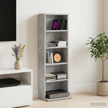 ARDEBO.de - CD Regal Betongrau 33 x 23,5 x 97,5 cm Holzwerkstoff