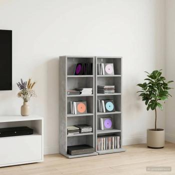 ARDEBO.de - CD Regal 2 Stk. Betongrau 33 x 23,5 x 97,5 cm Holzwerkstoff