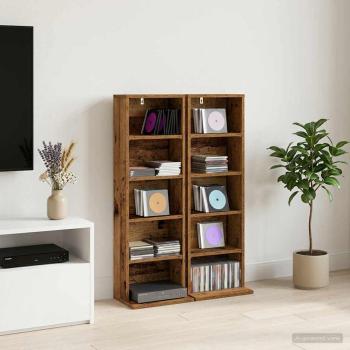 ARDEBO.de - CD Regal 2 Stk. Altholz 33 x 23,5 x 97,5 cm Holzwerkstoff