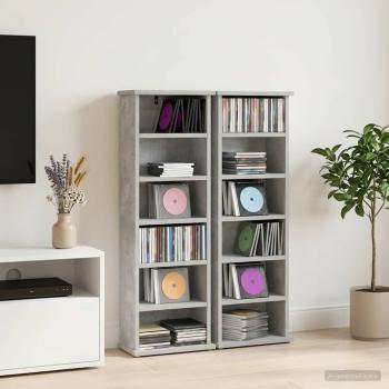 ARDEBO.de - CD Regal 2 Stk. Betongrau 60 x 17 x 92 cm Holzwerkstoff