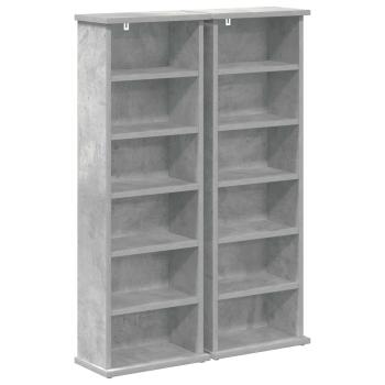 CD Regal 2 Stk. Betongrau 60 x 17 x 92 cm Holzwerkstoff