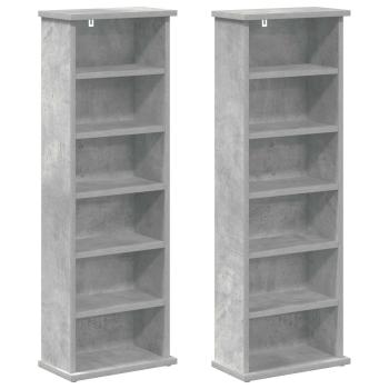 CD Regal 2 Stk. Betongrau 60 x 17 x 92 cm Holzwerkstoff