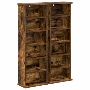 CD Regal 2 Stk. Räuchereiche 60 x 17 x 92 cm Holzwerkstoff