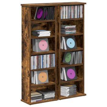 CD Regal 2 Stk. Räuchereiche 60 x 17 x 92 cm Holzwerkstoff