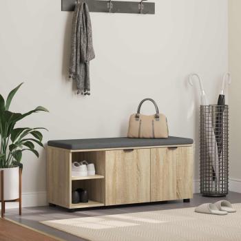 ARDEBO.de - Flurbank mit Kissen mit Regal Sonoma-Eiche 100 x 38 x 46 cm