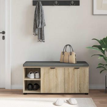 Flurbank mit Kissen mit Regal Sonoma-Eiche 100 x 38 x 46 cm