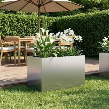 ARDEBO.de - Garten-Pflanzgefäß Silber 50 x 40 x 40 cm Verzinkter Stahl