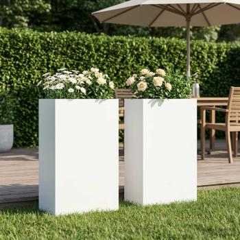 ARDEBO.de - Garten-Pflanzgefäß 2 stk. Weiß 40 x 20 x 75 cm