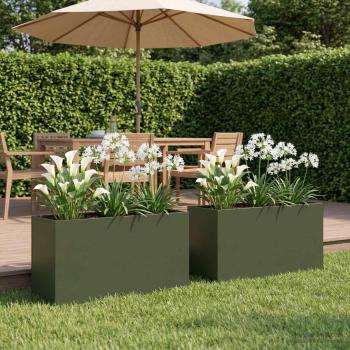 ARDEBO.de - Garten-Pflanzgefäß 2 stk. Olivgrün 80 x 30 x 50 cm