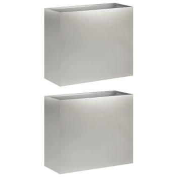 Garten-Pflanzgefäß 2 stk. Silber 50 x 20 x 40 cm Edelstahl
