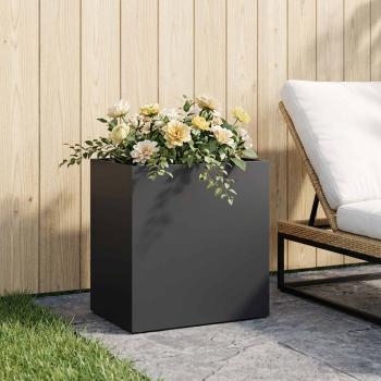 ARDEBO.de - Garten-Pflanzgefäß Schwarz 50 x 30 x 50 cm Kaltgewalzter Stahl