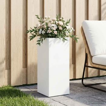 ARDEBO.de - Garten-Pflanzgefäß Weiß 20 x 20 x 50 cm Kaltgewalzter Stahl