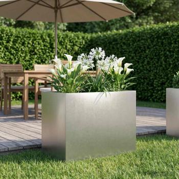 ARDEBO.de - Garten-Pflanzgefäß Silber 60 x 40 x 50 cm Edelstahl