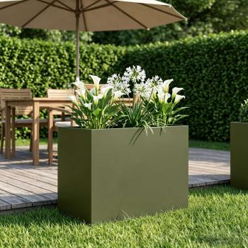 ARDEBO.de - Garten-Pflanzgefäß Olivgrün 60 x 40 x 50 cm Kaltgewalzter Stahl