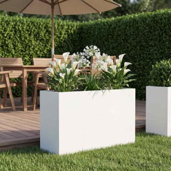 ARDEBO.de - Garten-Pflanzgefäß Weiß 80 x 30 x 40 cm Kaltgewalzter Stahl