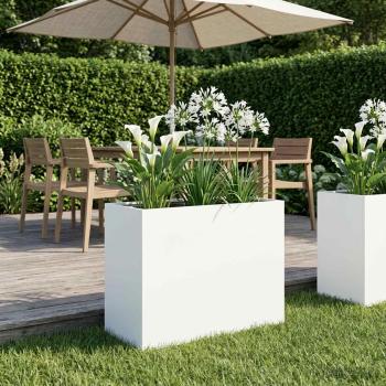 ARDEBO.de - Garten-Pflanzgefäß Weiß 60 x 30 x 50 cm Kaltgewalzter Stahl