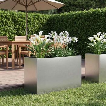 ARDEBO.de - Garten-Pflanzgefäß Silber 80 x 30 x 50 cm Edelstahl