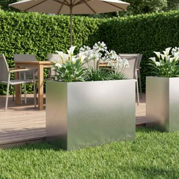 ARDEBO.de - Garten-Pflanzgefäß Silber 60 x 30 x 50 cm Edelstahl