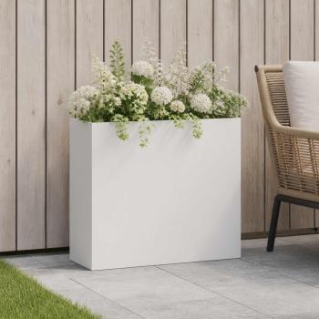 ARDEBO.de - Garten-Pflanzgefäß Weiß 50 x 20 x 40 cm Kaltgewalzter Stahl