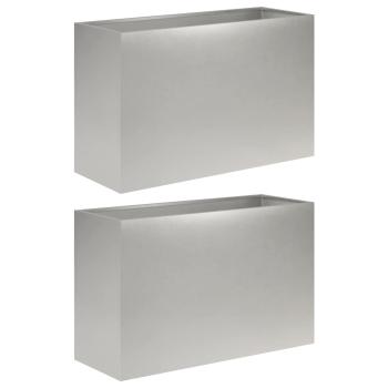Garten-Pflanzgefäß 2 stk. Silber 80 x 40 x 50 cm Edelstahl