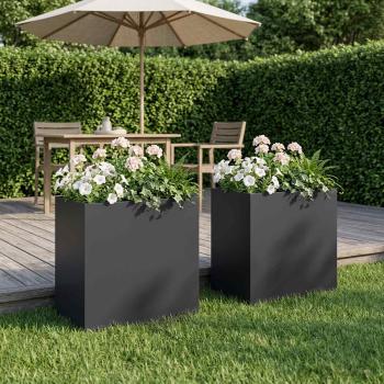 ARDEBO.de - Garten-Pflanzgefäß 2 stk. Schwarz 50 x 30 x 40 cm